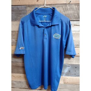 Florida Gator's Men's Medium (M) Blue Short Sleeved Polo Shirt P2
